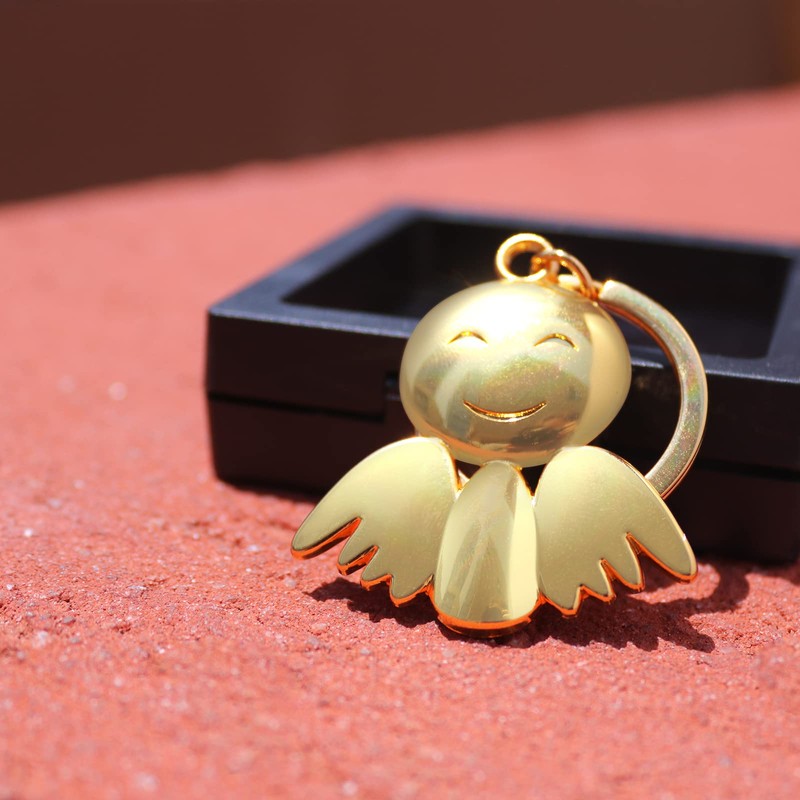 HEZEN Smile Angel Keychain,Car Key Pendant,Key Chain Charm, (Light Gold)