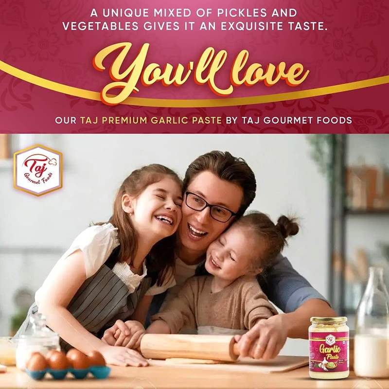 TAJ Garlic Puree | Fresh Garlic Cooking Puree | 300g