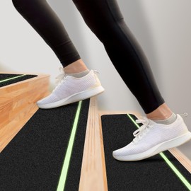 DecorX 12-Pack Glow-in-The-Dark Stair Treads with Roller | Pre-Cut 30” x 6” Waterproof Non-Slip Outdoor Tape | Safe Anti-Slip Traction for Stairs, Decks, and Walkways–Ideal for All Weather Conditions