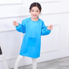 WULIQIUQIU Kids Art Smock, Waterproof Artist Painting Apron Smocks for Children Full Coverage Long Sleeve Smock with Pocket Blue 3XL