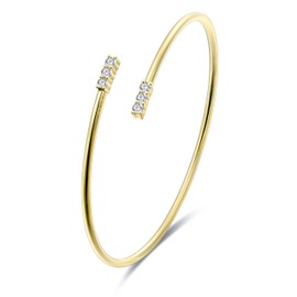 14K Yellow Gold Plated Silver Bracelet With 0.36 Carat Total Weight Lab Grown Diamond (D-E Color, Round Brilliant Shape, VS Clarity), Large, Bracelet For Women, Gift For Her Jewelry For Women