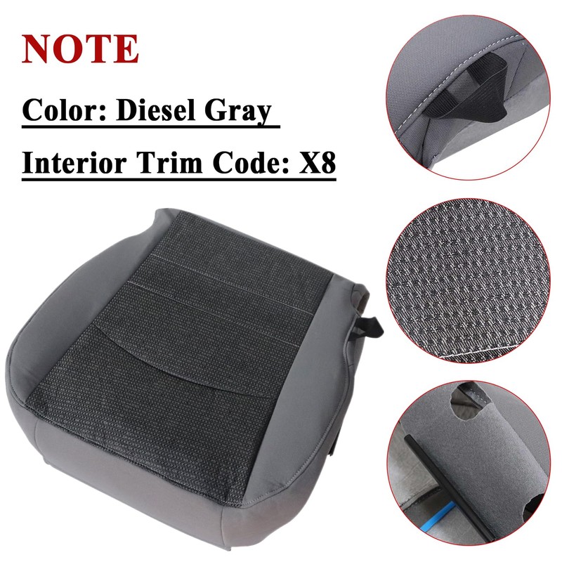 NLQR Front Passenger Side Bottom Replacement Seat Cover Cloth Dark