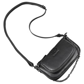STILORD 'Nancy' Multipurpose Bag for Women Leather Small Crossbody Bag 2-in-1 Shoulder Bag Handbag Vintage Multi Pocket Bag with Chain and Strap, Colour:black