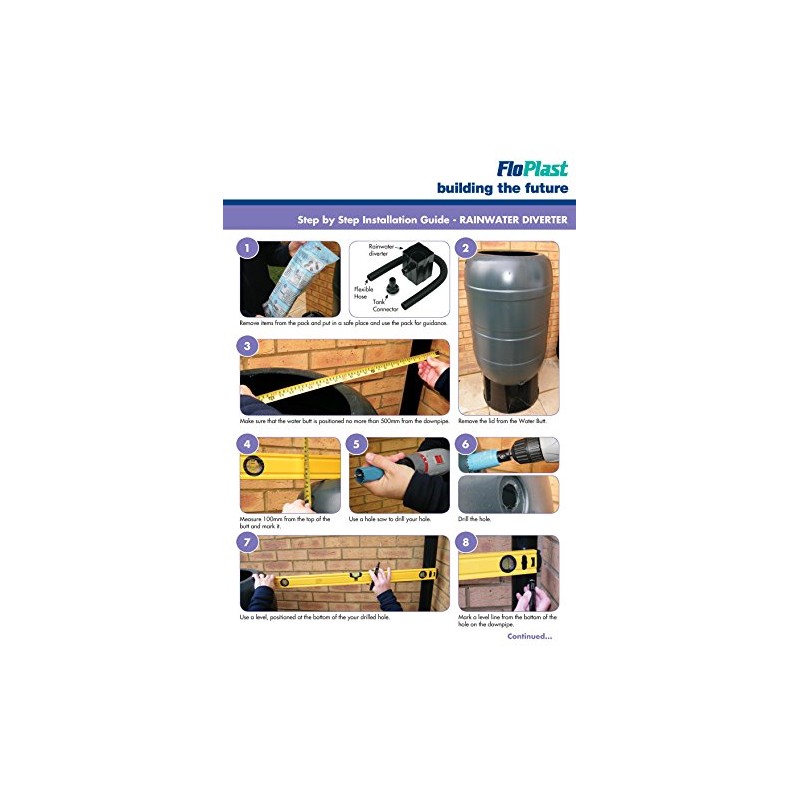 FloPlast RVS1B RVS1B-Black Rainwater Diverter (Conects to 65MM Square and