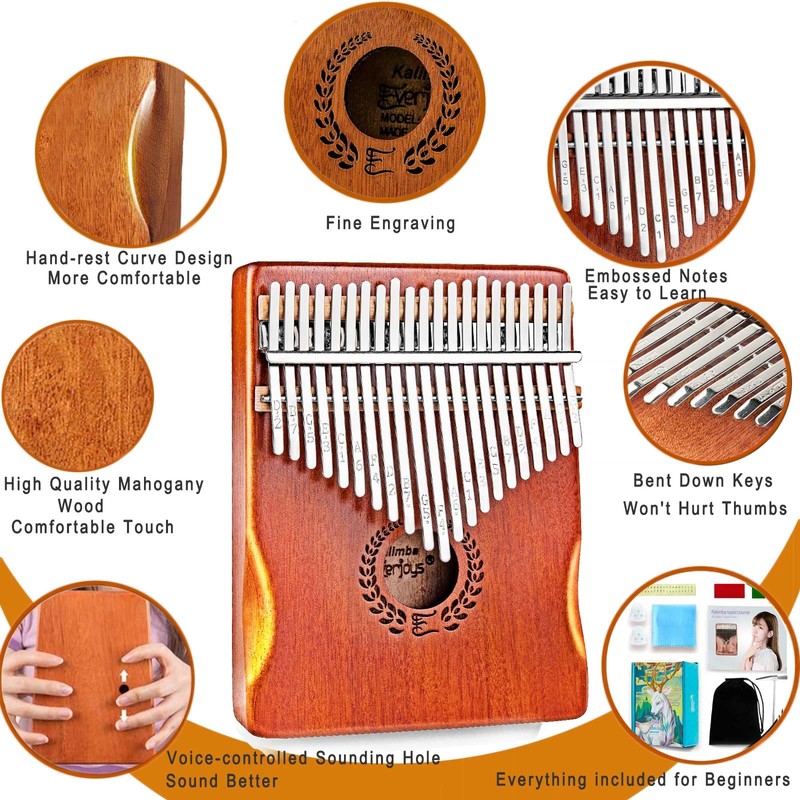 Everjoys Kalimba Thumb Piano 21 Keys, Professional Musical Instrument Finger