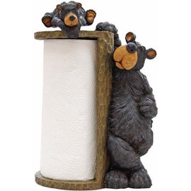 Willie Black Bear Paper Towel Holder Rack for Free Standing on Counter or Table (Great Kitchen Decor) 14"