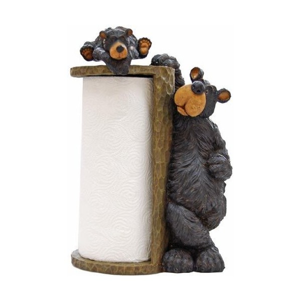 Willie Black Bear Paper Towel Holder Rack for Free Standing on Counter or Table (Great Kitchen Decor) 14"