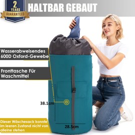 Laundry Bag Travel Dirty Laundry XXL 115 Litres Laundry Bag with 2 Padded Shoulder Straps Laundry Bag Foldable Storage Bag Clothes Bag Duffel Bag Backpack (Turquoise)