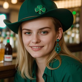 EVER FAITH Costume Statement Earrings for Women Sparkling Crystal Vintage Style Art Deco Rhinestone for Wedding Party Clear Silver Tone Dangle, Crystal