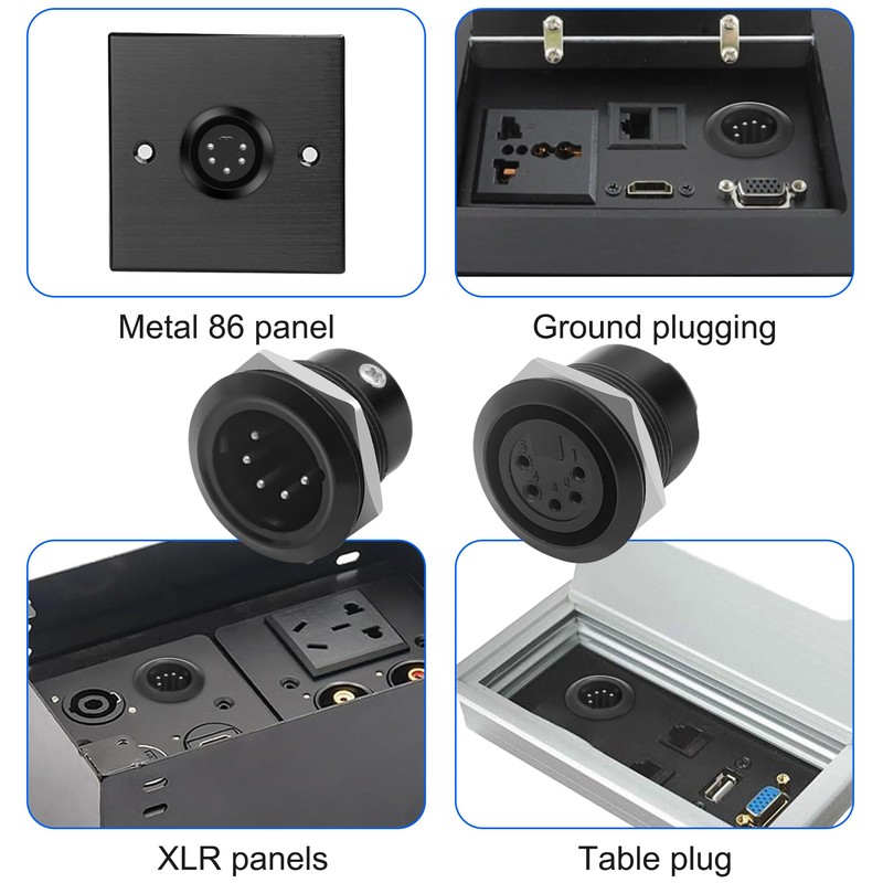 MEIRIYFA XLR 5-Pin Socket Panel Mount Adapter Audio Connector, XLR