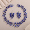 Teyglen Wedding Blue Rhinestone Headband Bridal Crystal Hair Vine Handmade