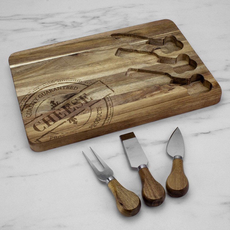 TB Home 4-Pc. Acacia Wood Cheese Serving Board with Cheese