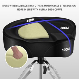 Donner Heavy Duty Drum Throne, Motorcycle Style Drum Stool, Widened Drum Seat with Upgraded Materials, Height Adjustable Padded Drum Chair, Double Braced