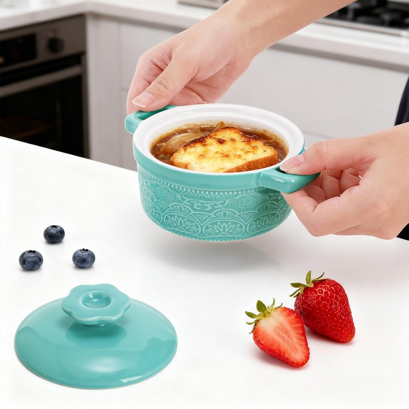 Hacaroa Set of 6 Mini Cocotte with Lid, 8 Oz
