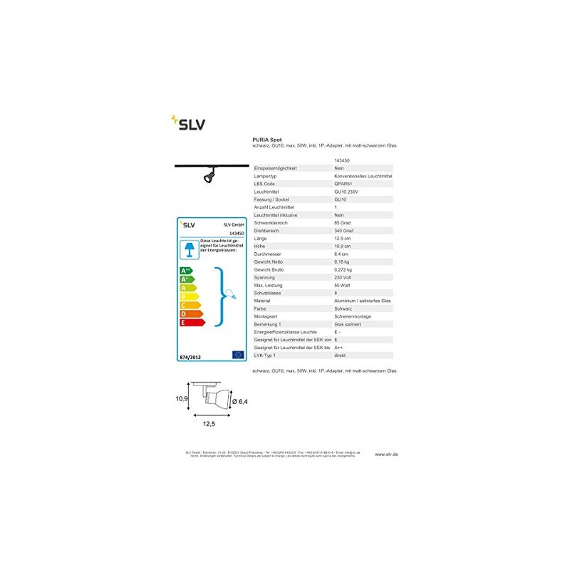SLV LED 1-phase Spotlight Puria Track Rotating and Swivelling Track