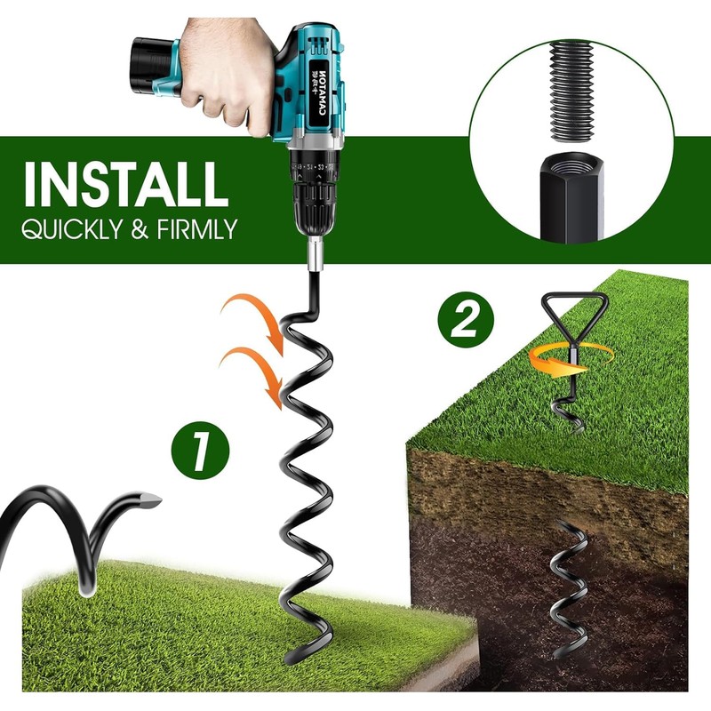 Trampoline Stakes Ground Anchors Screw in, Trampoline Anchors with Strong
