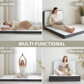 HUEIFY Tri Fold Memory Foam Foldable Mattress Twin XL, 3 inch Folding Mattress for Guest Sleep. Portable Trifold Mat with Removable Washable Cover, Floor Sleeping Mat for Adult and Kid