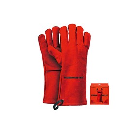 Feuermeister 50173615B Premium BBQ Gloves Size 10 in Cowhide Split Leather Length 33 cm Red