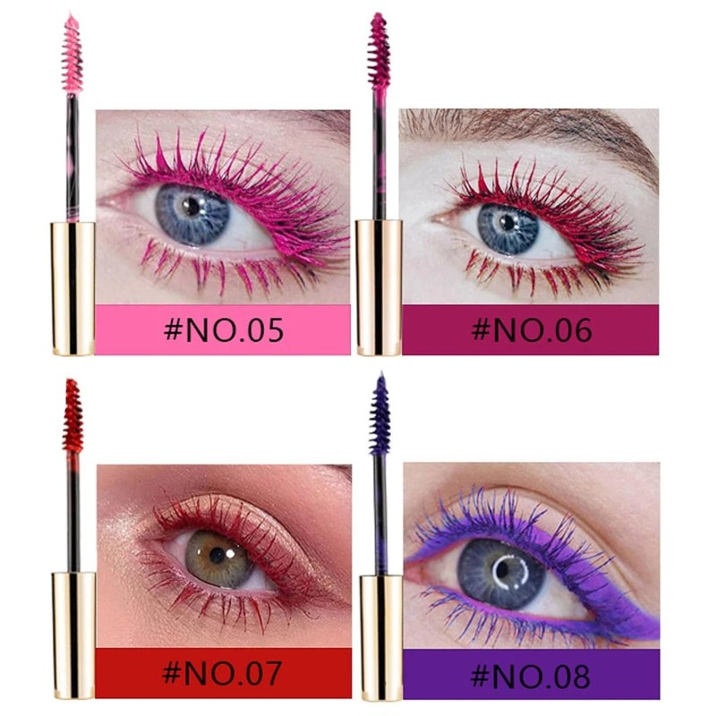 Roseflower Colored Mascara Sets - 12 Waterproof Colors, Pink, Purple,