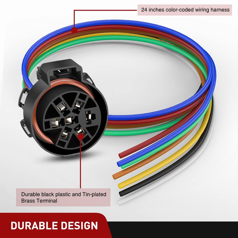 Nilight USCAR 7 Pin Trailer Wiring Harness Replacement Multi-Tow 7
