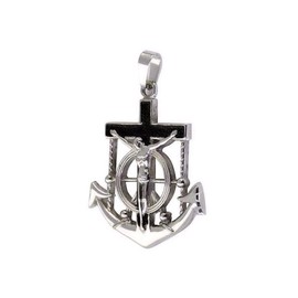 Marine Hope Anchor Crucifix Cross Necklace Stainless Steel Beaded Chain
