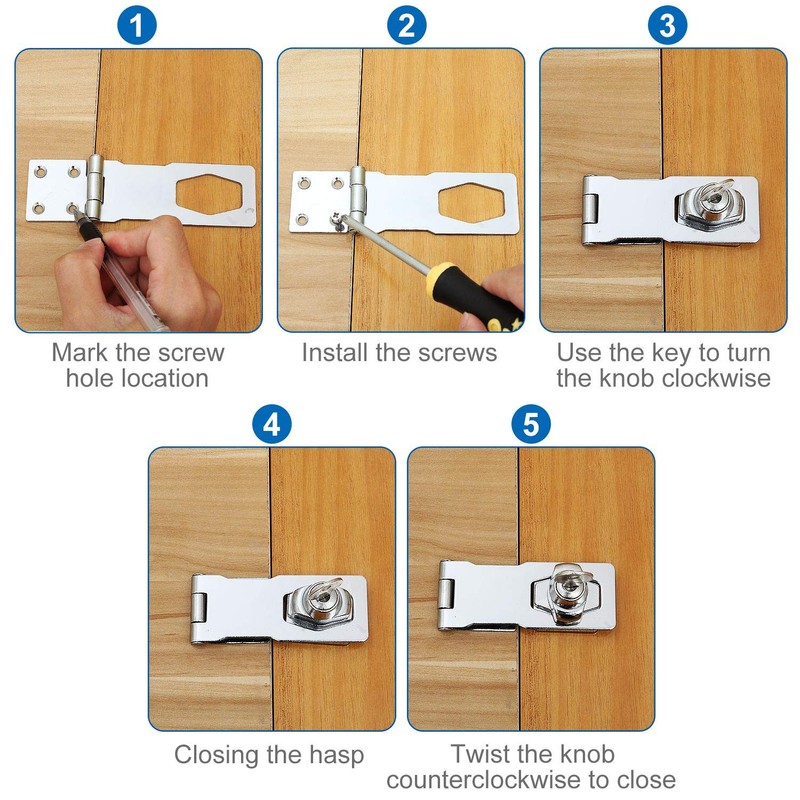 4 Pack Keyed Hasp Latch Lock 4 x 1-5/8 inch