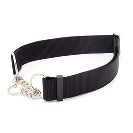 1.5 Inch Chain Martingale Dog Collar Heavy Duty Nylon 1.5" Width Half Check Dog Collar Half Chain Nylon Dog Collars (Black, XL)