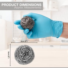 6 Stainless Steel Scourers - Metal Wire, Heavy Duty Cleaning, Ideal for Dishes, Ovens, Kitchen, Barbecues, Thick & Strong Metal Scourers, Cleaning Pads, Reusable