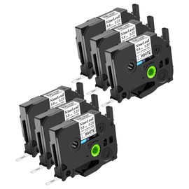 NineLeaf 6PK Compatible for Ptouch HSe-211 HSe211 HS-211 HS211 5.8mm 0.23 Black on White Heat Shrink Tubes for PT-P700 PT-P750W PT-1000BM PT-1010 Label Maker Tapes