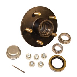Rigid Hitch Trailer Hub Kit - for 1-3/8" Inner / 1-1/16" Outer Tapered Spindle - 5 Bolt on 4-1/2" Bolt Circle