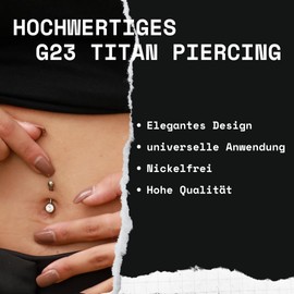 Medinah Belly Button Piercing 14G Titanium 8 mm 12 mm Bar Length, Bar Thickness: 1.6 mm CZ Balls, Belly Button Piercing Gold Belly Button Piercing Silver, Crystal