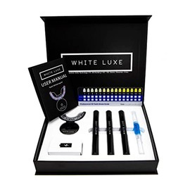 White Luxe Professional Teeth Whitening Kit for Sensitive Teeth with 2 Mode LED Mouthpiece - Peroxide Free & Vegan - Home Teeth Whitening Gift Box