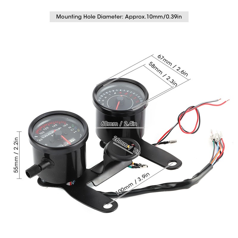 Universal Motorcycle LED Odometer Meter Tachometer Gauge Speedometer Instrument 12V