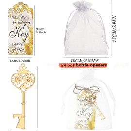 24pcs Gold Key Bottle Opener 2 Years Old Birthday Party Favors, Key Beer Bottle Opener Birthday Favors 2nd Anniversary Souvenirs Return Gifts for Guests Party Decor Supplies (Gold 2)