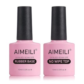 AIMEILI- Kit de esmalte de uñas en gel con base de goma sin hema y capa superior que no necesita limpieza, esmalte de uñas en gel transparente con luz