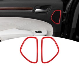 PDKLIN for Charger Rear Door Speaker Trim Cover Ring for Dodge Charger/Chrysler 300C 2011-2023 Red Interior Accessories 2pcs