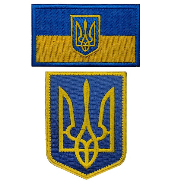 2 Pack Ukraine Flag Patch-Coat of Arms- Embroidered Sew on Crest Ukrainian Tactical Military Morale Badges UKR Flag Armband Emblems