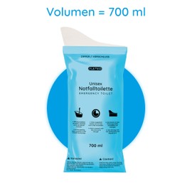 5 x pee bags for on the go, 700 ml capacity with highly absorbent absorber, disposable urine bag for women/men/children, emergency toilet for car, emergency toilet to go, travel toilet
