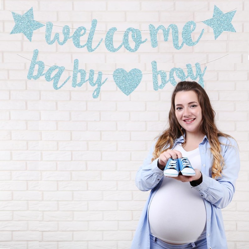 Blue Welcome Baby Banner, Welcome Back, Home Banner Decoration with