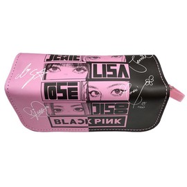 SDECRW Black-pink pencil case, beautiful large capacity pencil case, anime pencil case, pencil case with zip, with multiple compartments, pencil case organiser for boys, girls, students, office