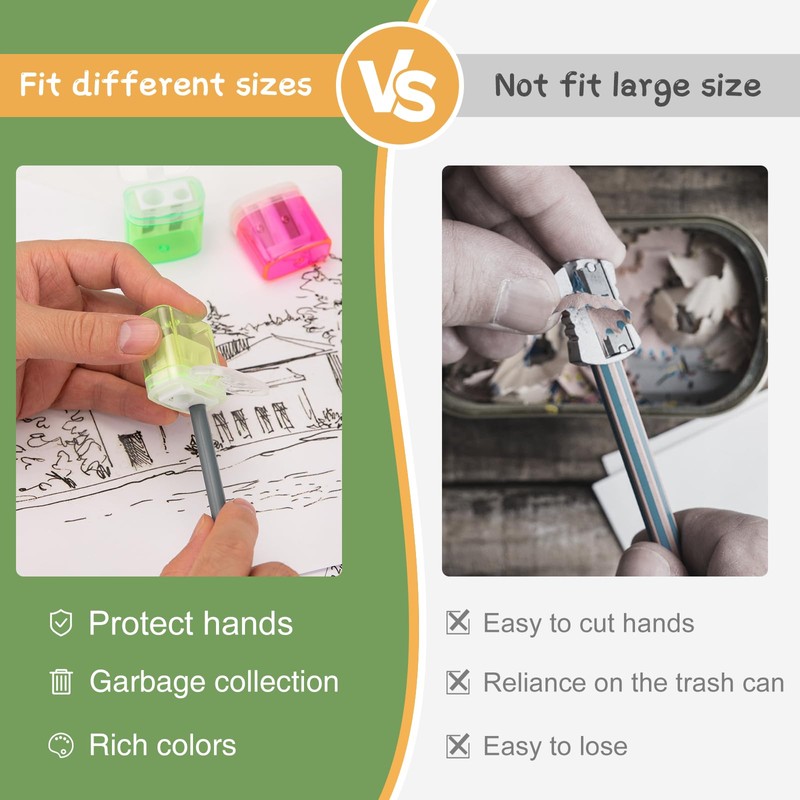 JEFURE Pencil Sharpener with Container, 8 Pieces, 4 Colours, Pencil