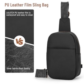 LALATCH Small Sling Bag for Women Crossbody Leather Fanny Pack Anti-Theft Chest Bag Travel Sling Bags, 2-Black