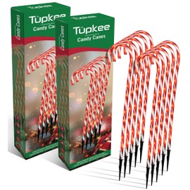 Tupkee Pre-Lit Candy Cane Decorations -Pathway Christmas Lights, 26-Inches (66 cm), Set of 5 , Outdoor Christmas Decorations Yard Candycane Lights - 2 Pack (Total 10 Lights)