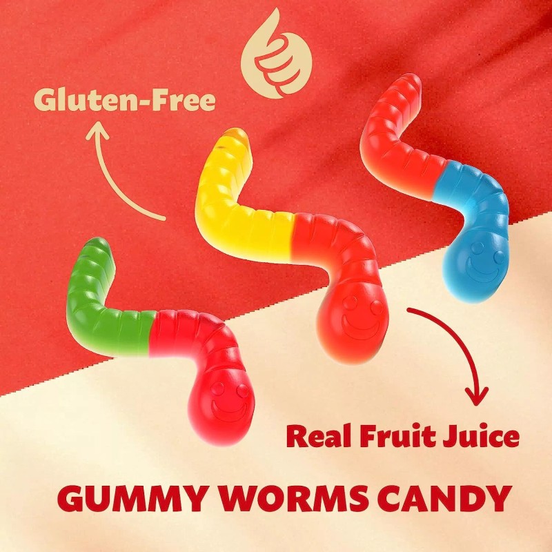 iLike! Gummy Worms Candy - Made with Real Fruit Juice