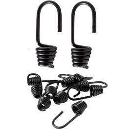 IPEA Plastic Coated Steel Hooks 8mm Elastic Rope Hooks Pack of 10 Made in Italy Multipurpose Metal Spiral Hooks for Car, Motorcycle, Camping, Boat, Outdoor - Black