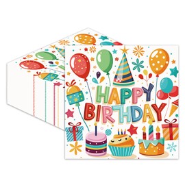 Happy Birthday Paper Napkins Disposable Dessert Napkins Party Supplies for Baby Shower Weddings,Birthday,Bar Party Favors
