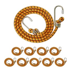 Relaxdays Elastic Straps with Hooks, Set of 10, Bicycle Rubber Tensioner, Luggage Rack, 90 cm Long, Universal Luggage Straps, Orange