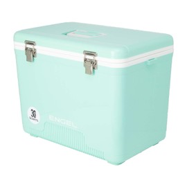 Engel UC30SF 30 Quart 8 Can Leak Proof Odor Resistant Insulated Cooler Drybox with Integrated Shoulder Strap, Seafoam