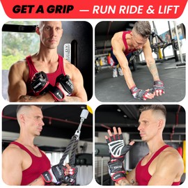 Kratos Weight Lifting Gloves Men & Women - Anti Slip Padded Gym Gloves with Wrist Support - Breathable & Durable Leather Workout Gloves for Exercise, Weight Training, Calisthenic & Crossfit Training