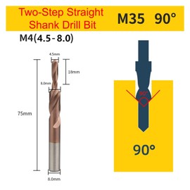 LLE 1pc M35 HSS-CO Cobalt Two Stage Step Drill Bit Screw Counterbore Twist Countersink Drill for Stainless Drilling and Chamfering